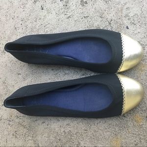 Jack Rogers Black Gold Bree Scuba Ballet Flats
